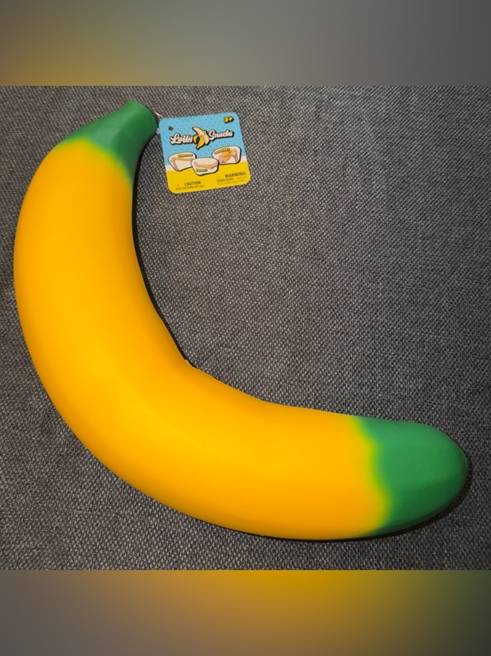 Laffy Snacks Viral Squishy Large Banana Squeeze Toy Yellow & Green Stress Ball